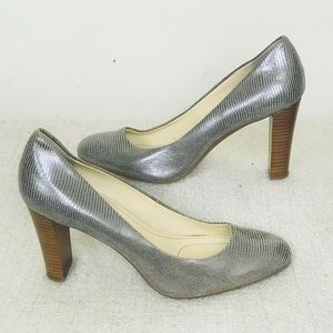 Calvin Klein Olive Pumps in Crackled Metallic